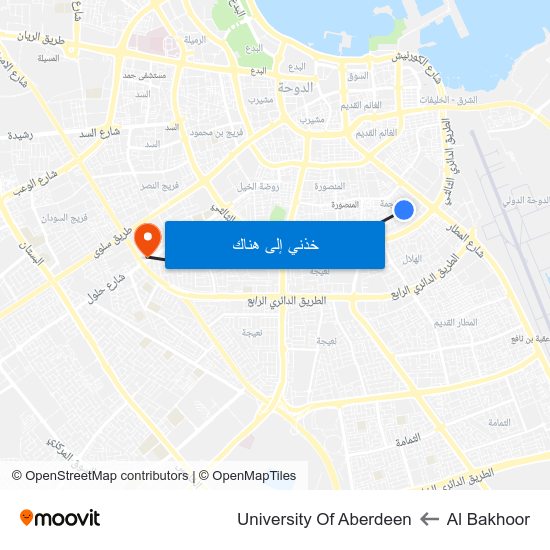 Al Bakhoor to University Of Aberdeen map