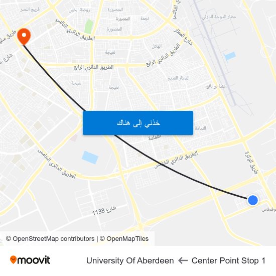 Center Point Stop 1 to University Of Aberdeen map