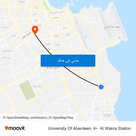 Al Wakra Station to University Of Aberdeen map