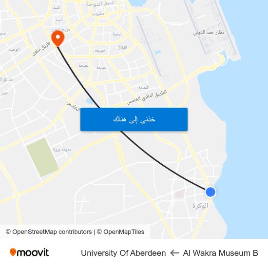 Al Wakra Museum B to University Of Aberdeen map