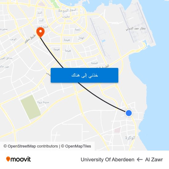 Al Zawr to University Of Aberdeen map