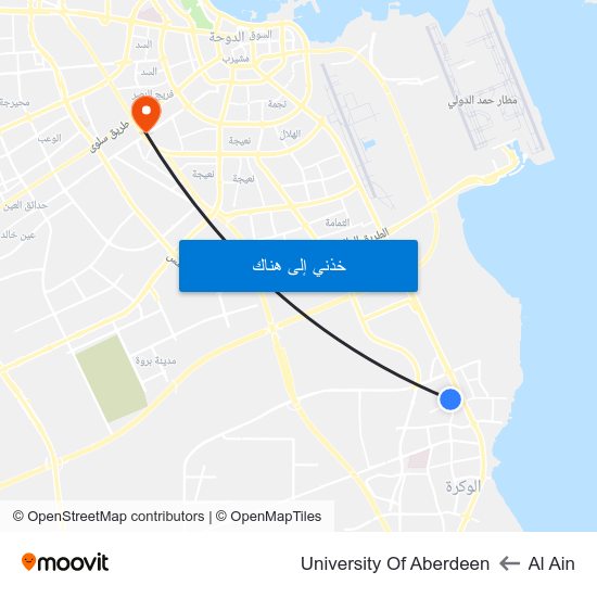 Al Ain to University Of Aberdeen map