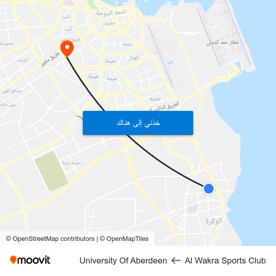 Al Wakra Sports Club to University Of Aberdeen map