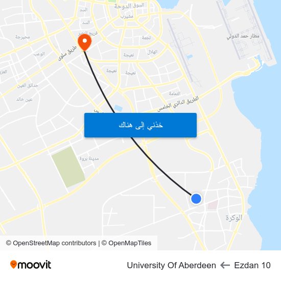 Ezdan 10 to University Of Aberdeen map