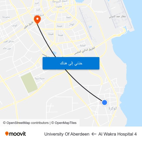 Al Wakra Hospital 4 to University Of Aberdeen map