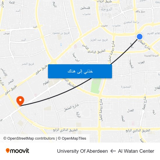 Al Watan Center to University Of Aberdeen map