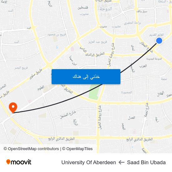 Saad Bin Ubada to University Of Aberdeen map
