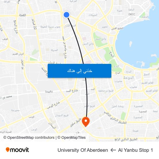 Al Yanbu Stop 1 to University Of Aberdeen map