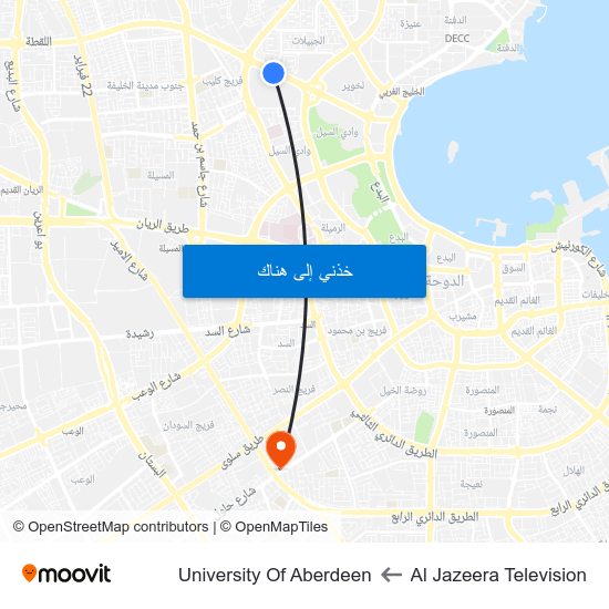 Al Jazeera Television to University Of Aberdeen map