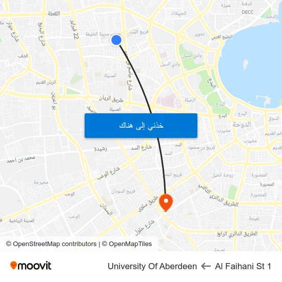 Al Faihani St 1 to University Of Aberdeen map