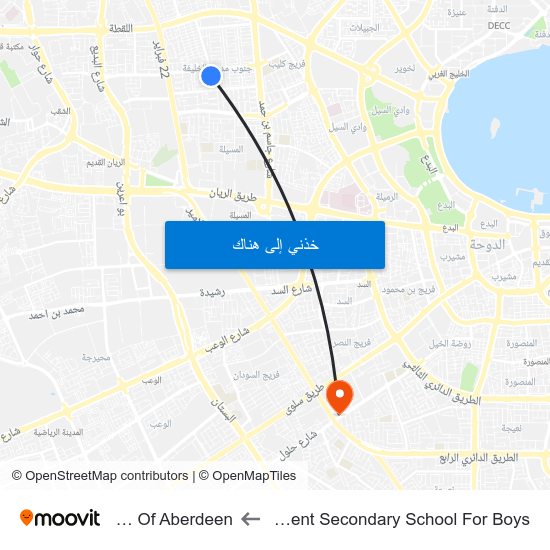 Khalifa Independent Secondary School For Boys to University Of Aberdeen map