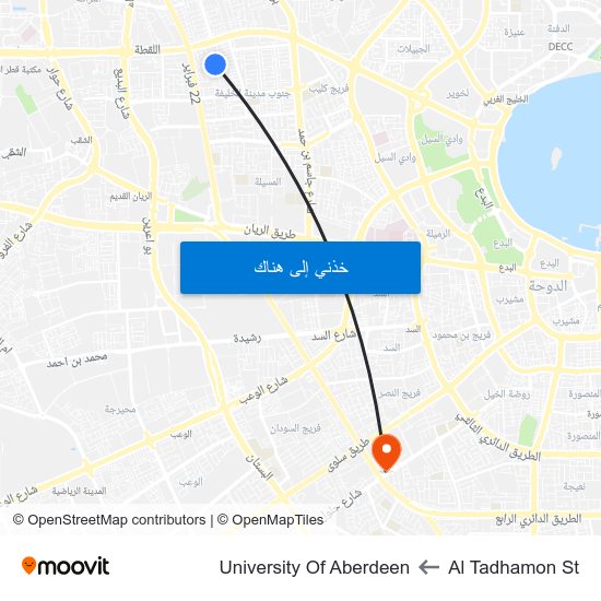 Al Tadhamon St to University Of Aberdeen map
