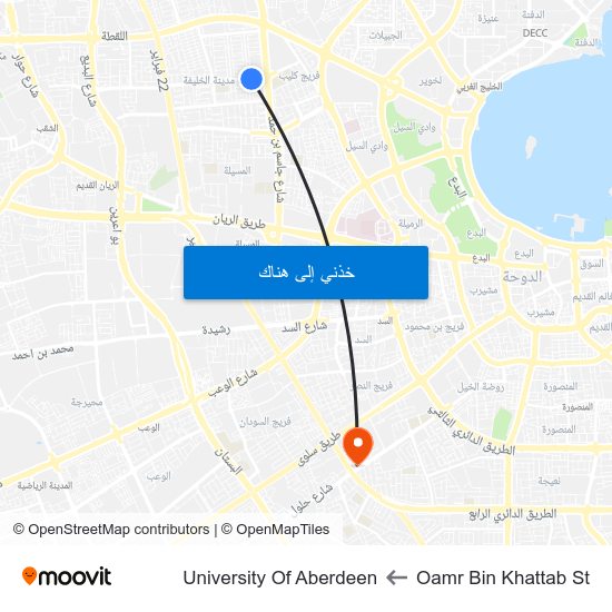 Oamr Bin Khattab St to University Of Aberdeen map