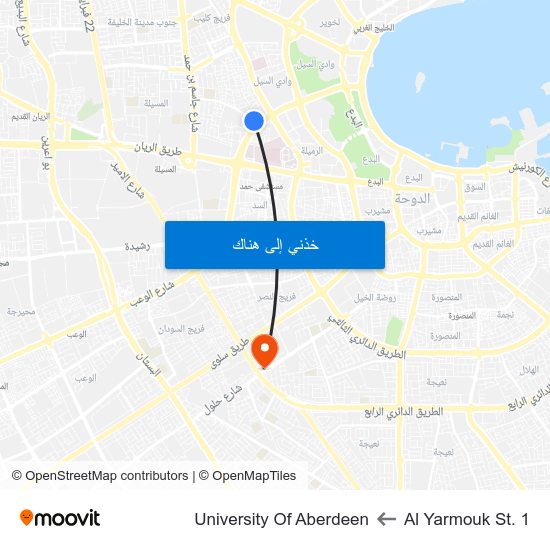 Al Yarmouk St. 1 to University Of Aberdeen map