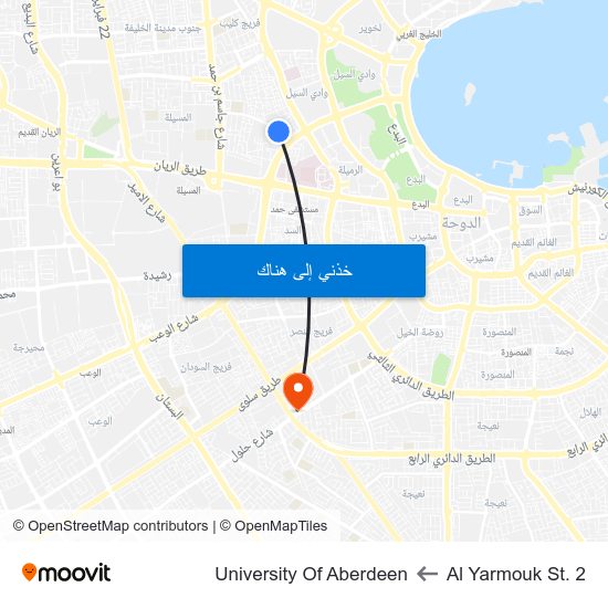 Al Yarmouk St. 2 to University Of Aberdeen map