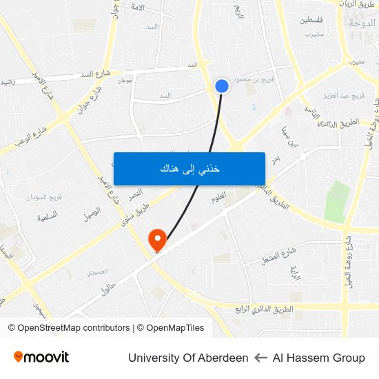 Al Hassem Group to University Of Aberdeen map