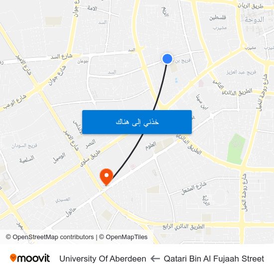 Qatari Bin Al Fujaah Street to University Of Aberdeen map