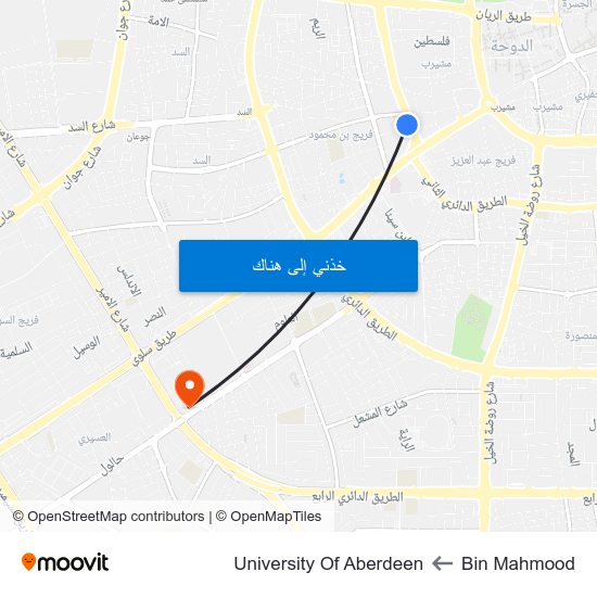 Bin Mahmood to University Of Aberdeen map
