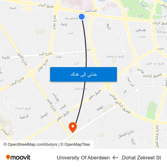 Dohat Zekreet St. to University Of Aberdeen map