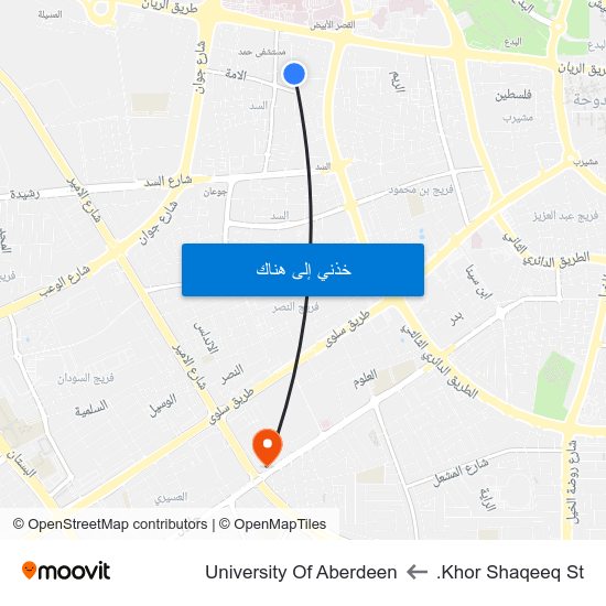 Khor Shaqeeq St. to University Of Aberdeen map