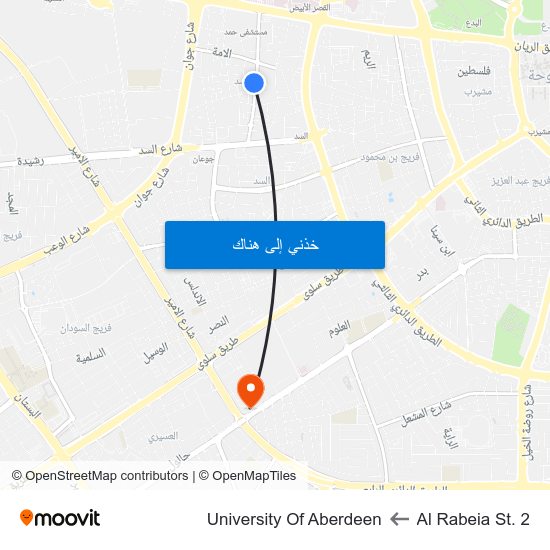 Al Rabeia St. 2 to University Of Aberdeen map