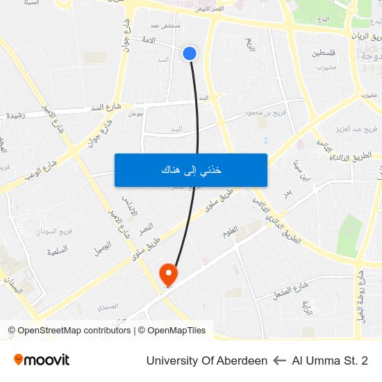 Al Umma St. 2 to University Of Aberdeen map