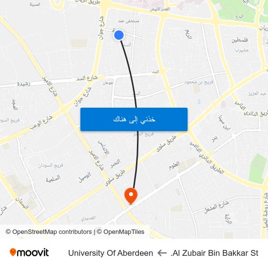 Al Zubair Bin Bakkar St. to University Of Aberdeen map