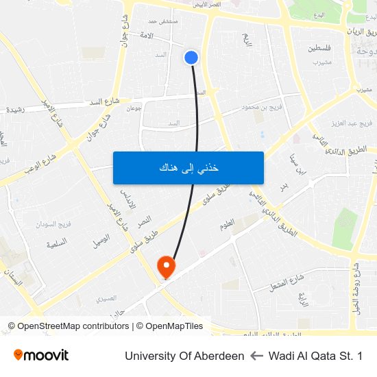 Wadi Al Qata St. 1 to University Of Aberdeen map