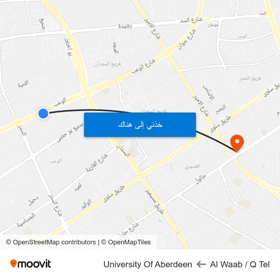 Al Waab / Q Tel to University Of Aberdeen map