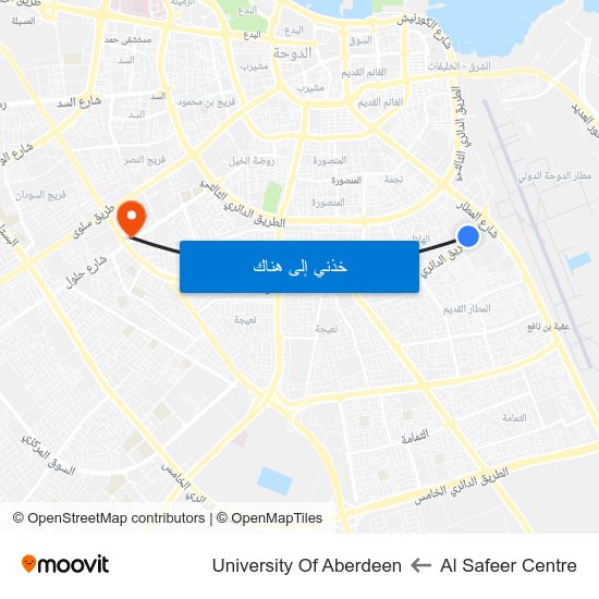 Al Safeer Centre to University Of Aberdeen map