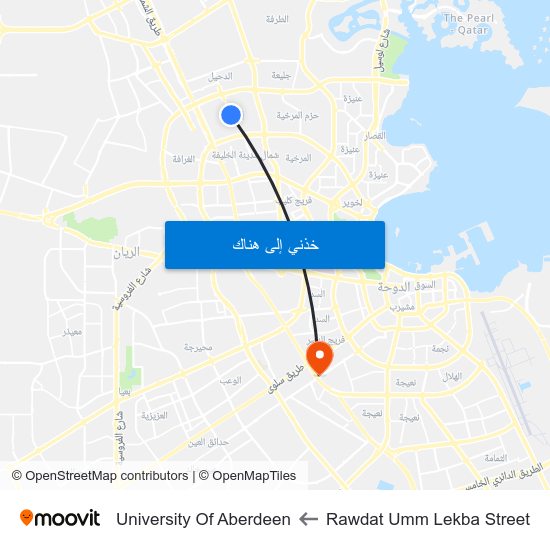 Rawdat Umm Lekba Street to University Of Aberdeen map