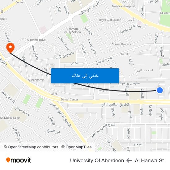 Al Hanwa St to University Of Aberdeen map