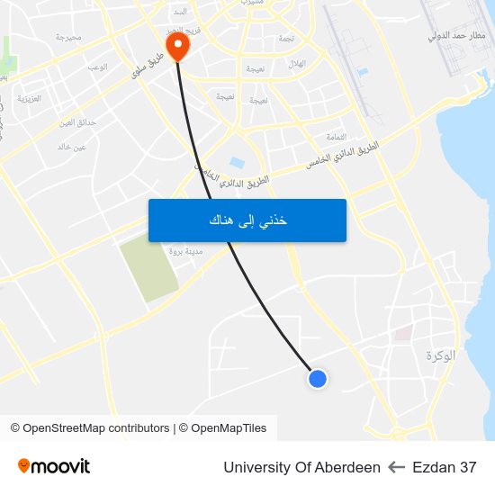 Ezdan 37 to University Of Aberdeen map