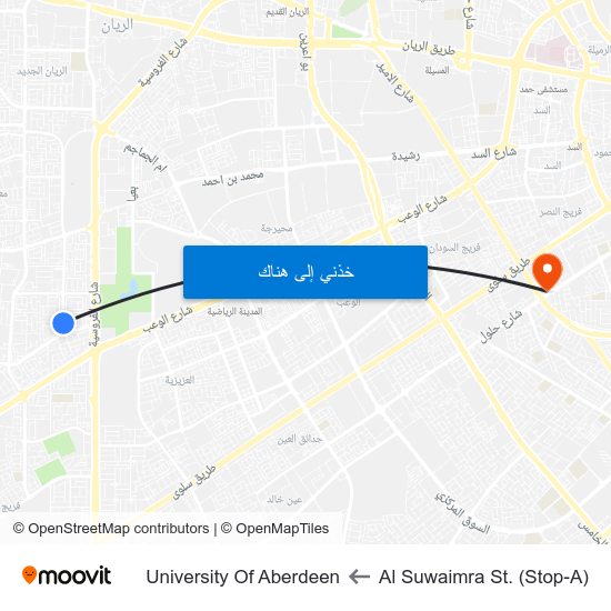 Al Suwaimra St. (Stop-A) to University Of Aberdeen map