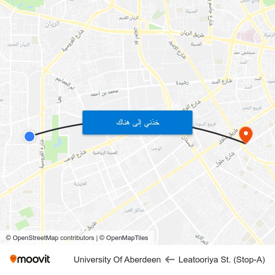 Leatooriya St. (Stop-A) to University Of Aberdeen map