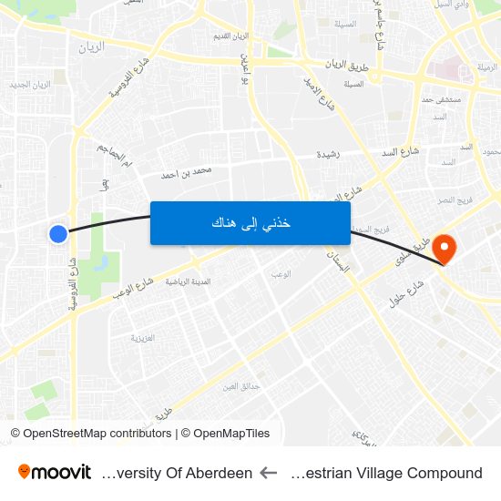 Equestrian Village Compound to University Of Aberdeen map