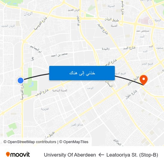 Leatooriya St. (Stop-B) to University Of Aberdeen map