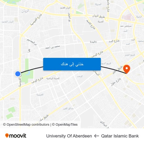 Qatar Islamic Bank to University Of Aberdeen map