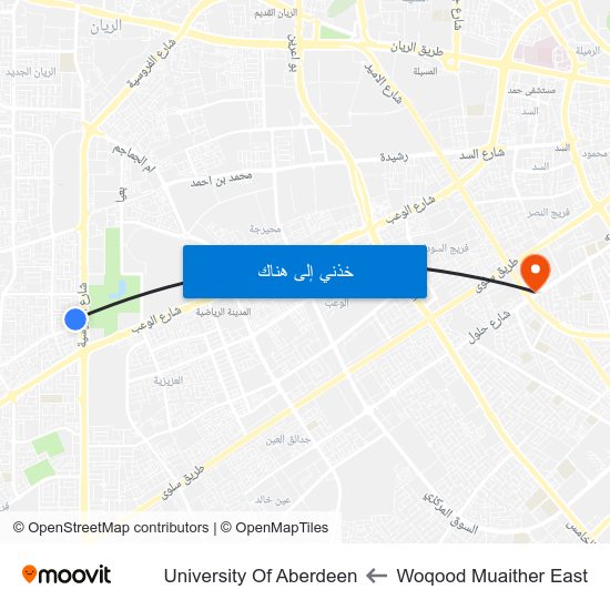 Woqood Muaither East to University Of Aberdeen map