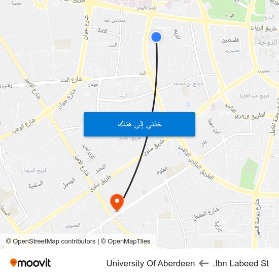 Ibn Labeed St. to University Of Aberdeen map