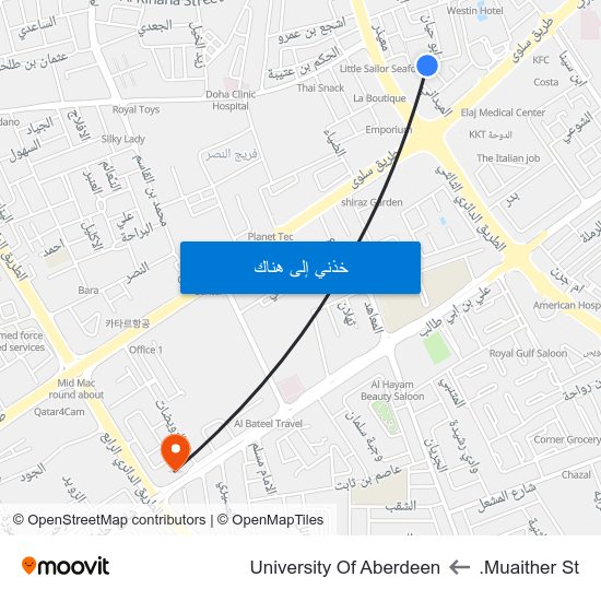 Muaither St. to University Of Aberdeen map