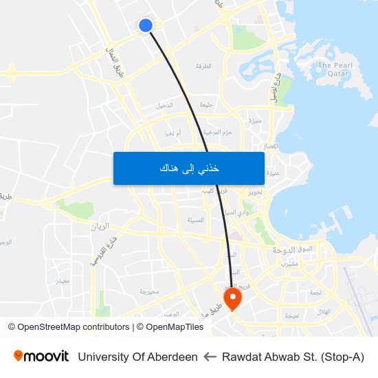 Rawdat Abwab St. (Stop-A) to University Of Aberdeen map