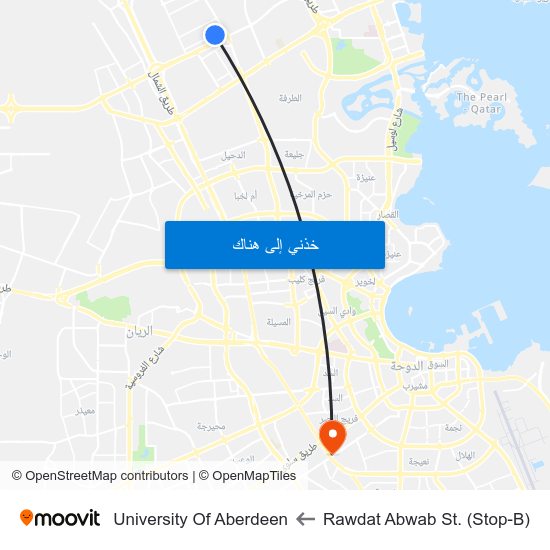 Rawdat Abwab St. (Stop-B) to University Of Aberdeen map