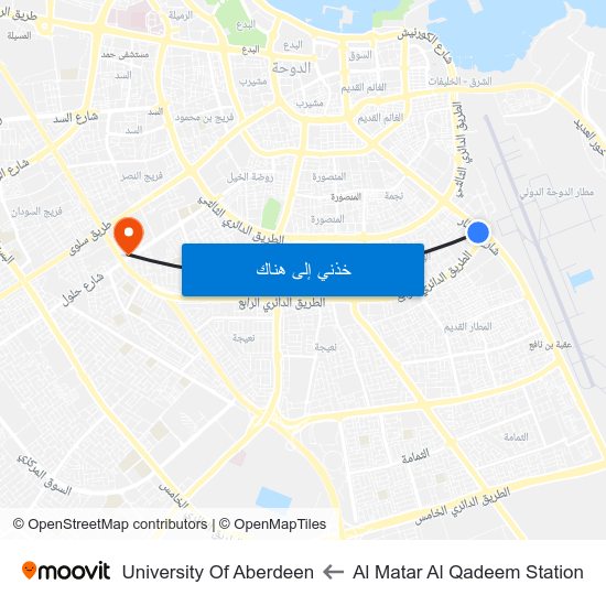 Al Matar Al Qadeem Station to University Of Aberdeen map