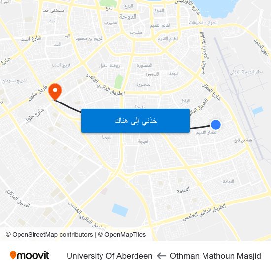 Othman Mathoun Masjid to University Of Aberdeen map