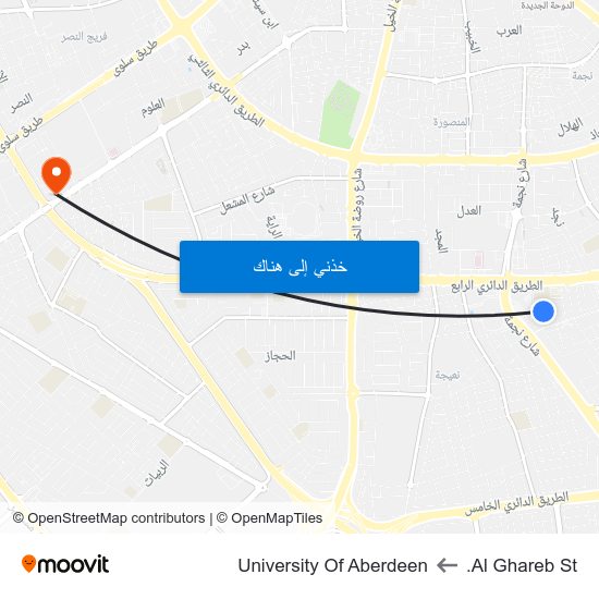 Al Ghareb St. to University Of Aberdeen map