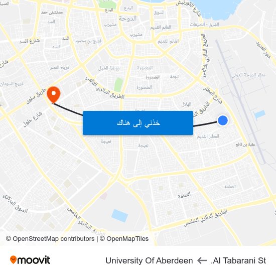 Al Tabarani St. to University Of Aberdeen map