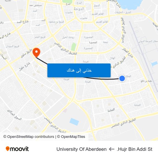 Hujr Bin Addi St. to University Of Aberdeen map