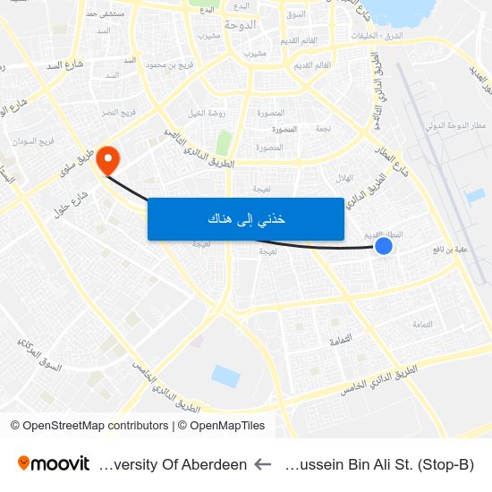 Al Hussein Bin Ali St. (Stop-B) to University Of Aberdeen map