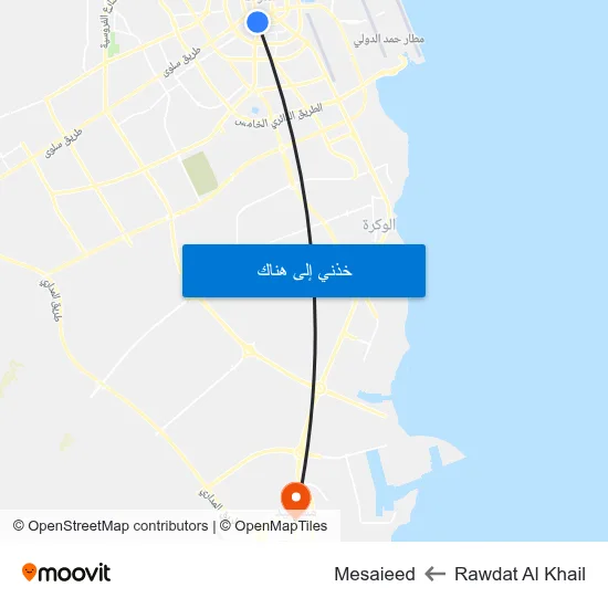Rawdat Al Khail to Mesaieed map